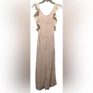 Cream Sleeveless Jumpsuit W/ Cut Out Back